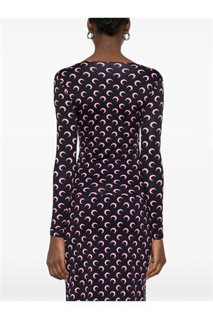 Top in tessuto elasticizzato nero e rosa MARINE SERRE | WTS017ACJER0001BK90